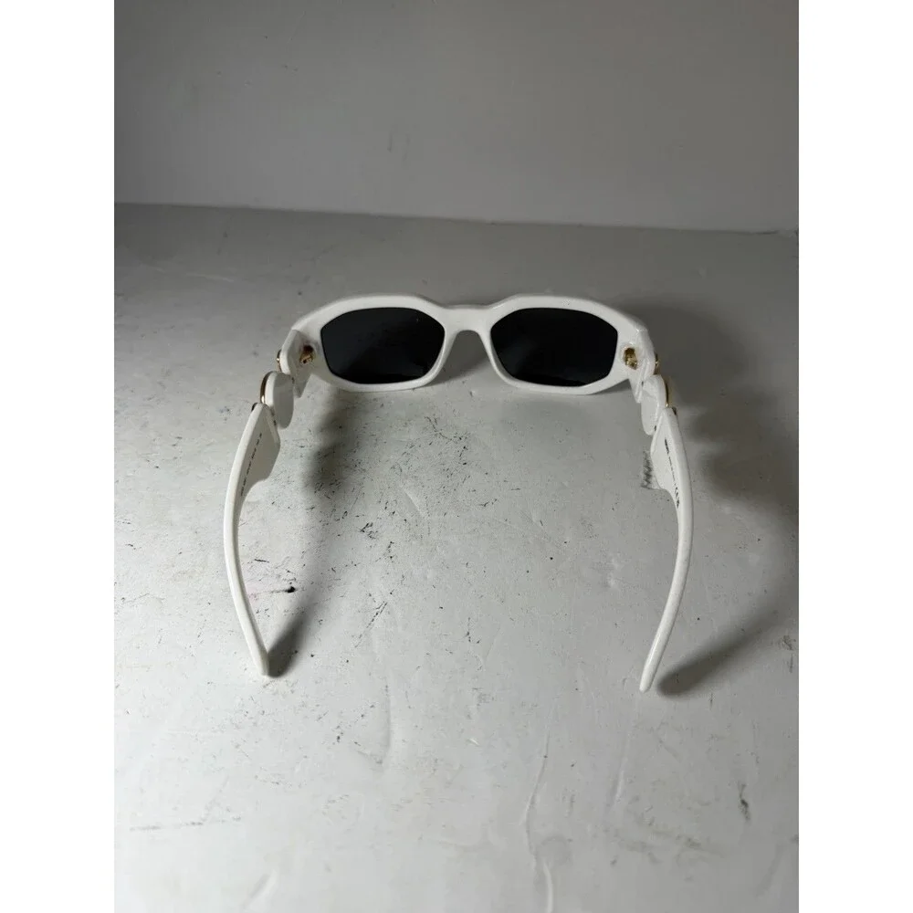 Versace White Gold Medusa Biggie Sunglasses Italy Thick Frame 53-18 w/ case